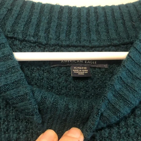 American Eagle crewneck knit oversized soft green blue sweater - Picture 7 of 7